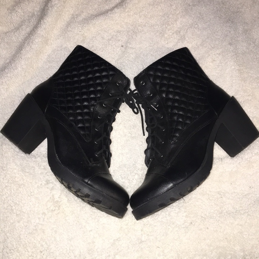 Black heel combat boots